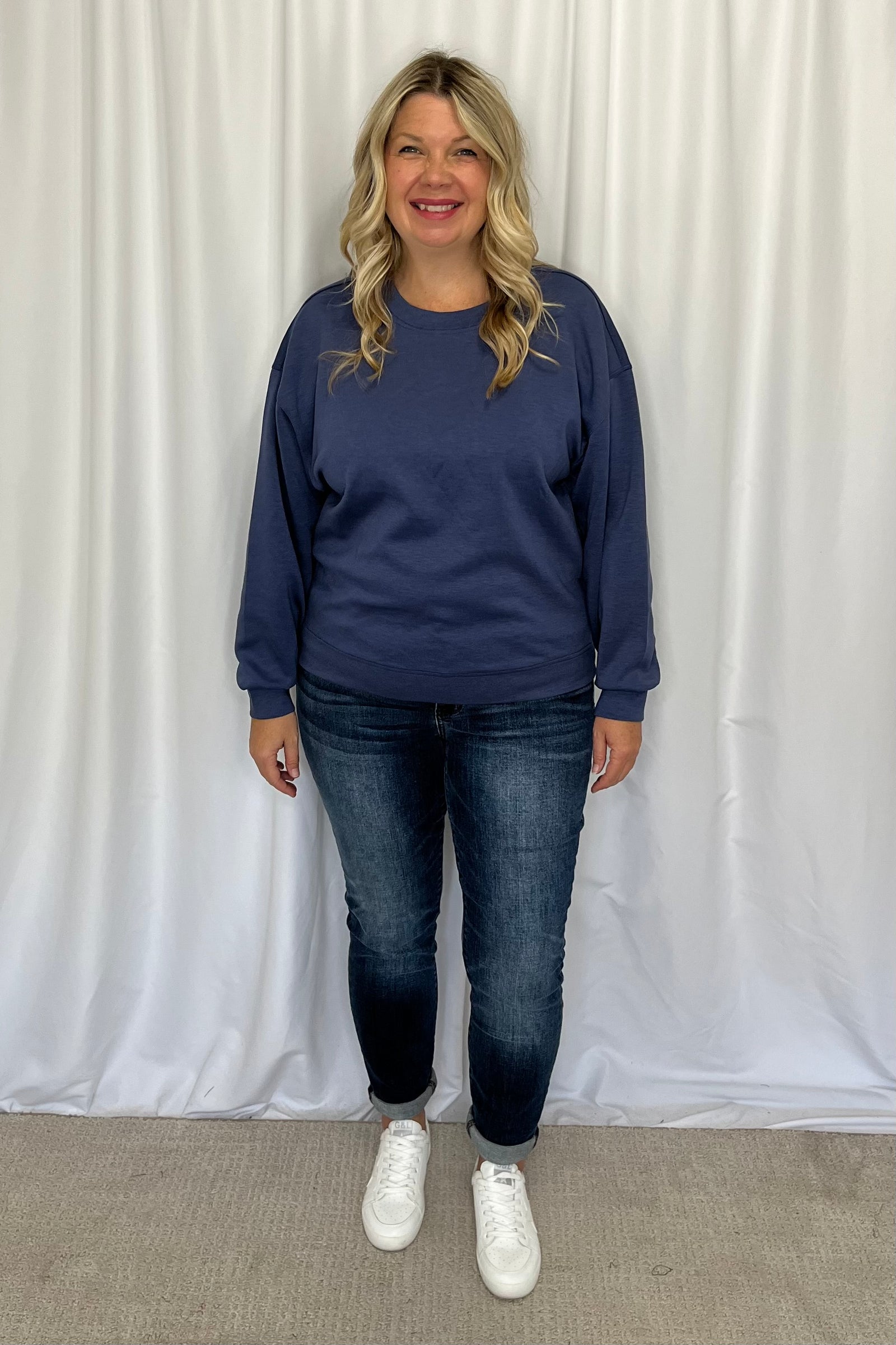 Paige Scuba Pullover and Pants 2 Piece Set - Indigo