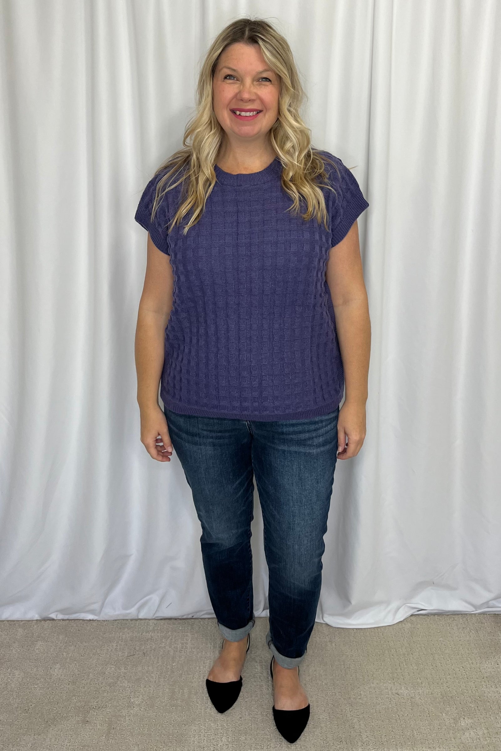 Michelle Mae Kelly Knitted Top - Slate Purple