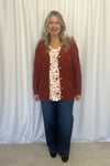 Michelle Mae &quot;Chelsea&quot; Checkered Cardigan - Brick