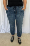 Judy Blue &quot;Finn&quot; High Rise Vintage Wash Denim Jogger - Dark Wash