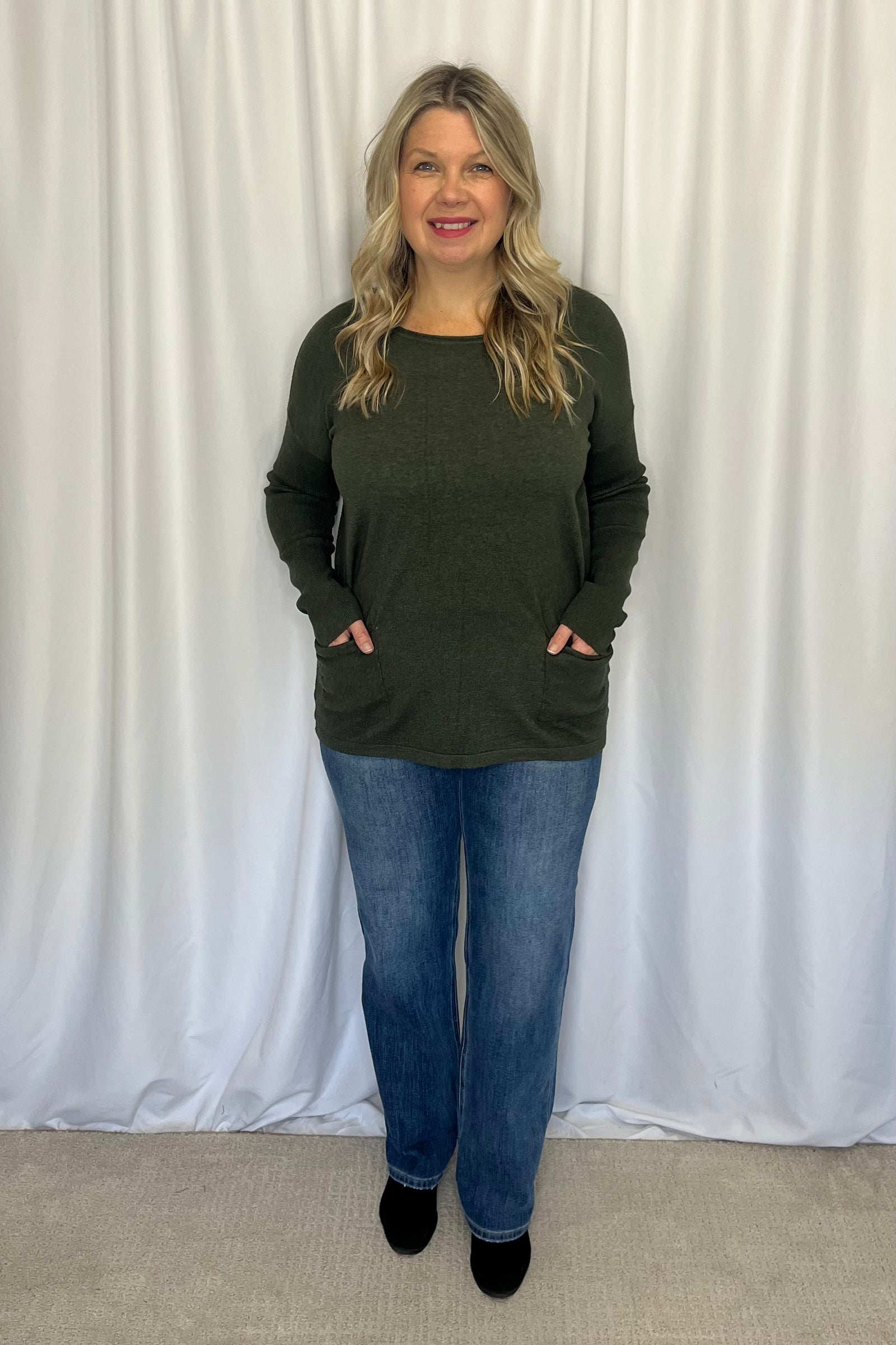 Callie Pocket Sweater - Olive