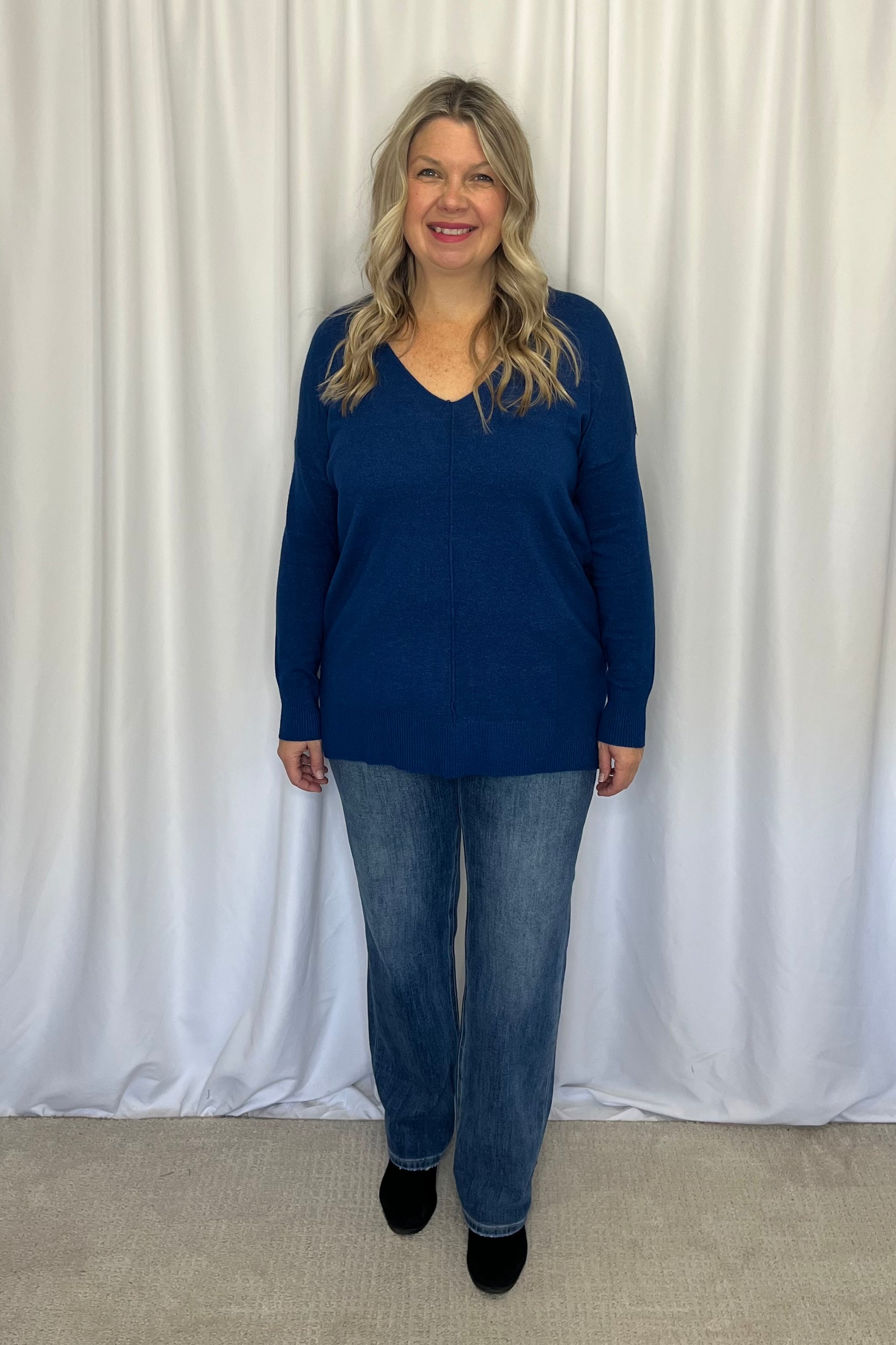 Evelyn Front Seam Sweater - Navy