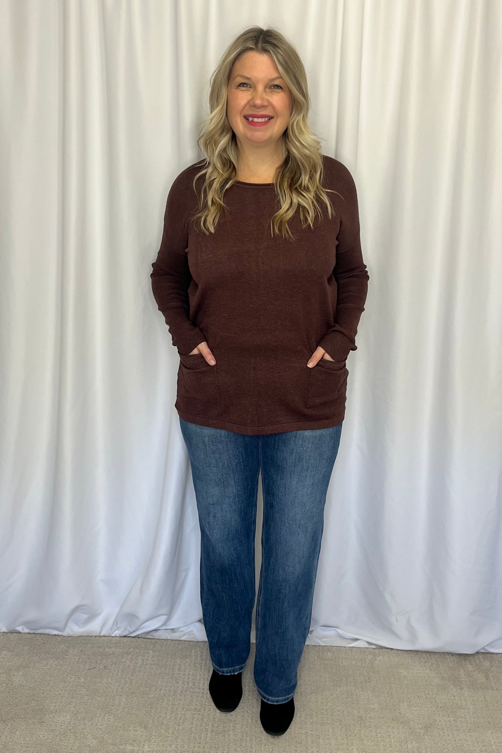 Callie Pocket Sweater - Mahogany