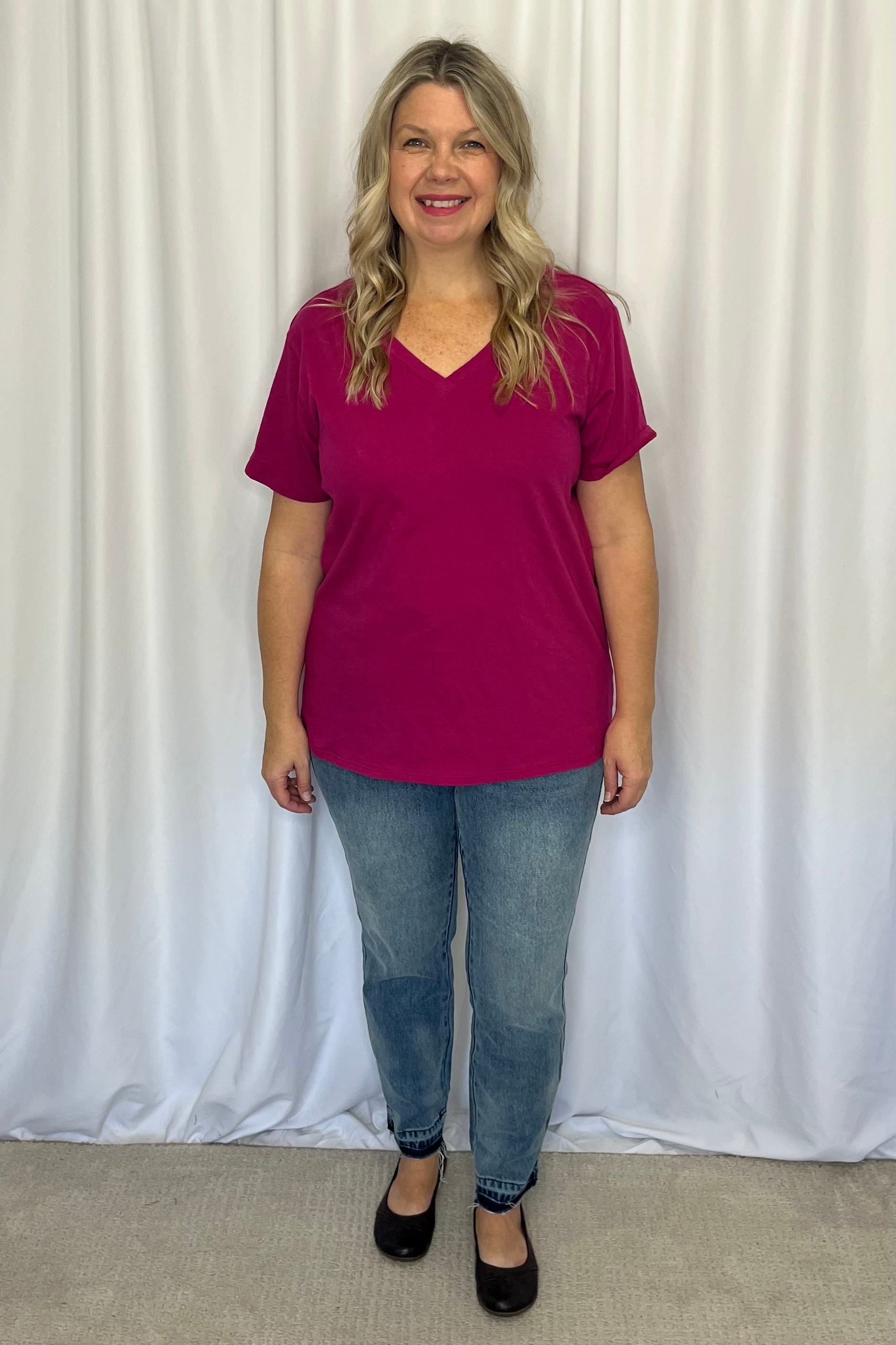 Joanna Boyfriend Tee - Magenta