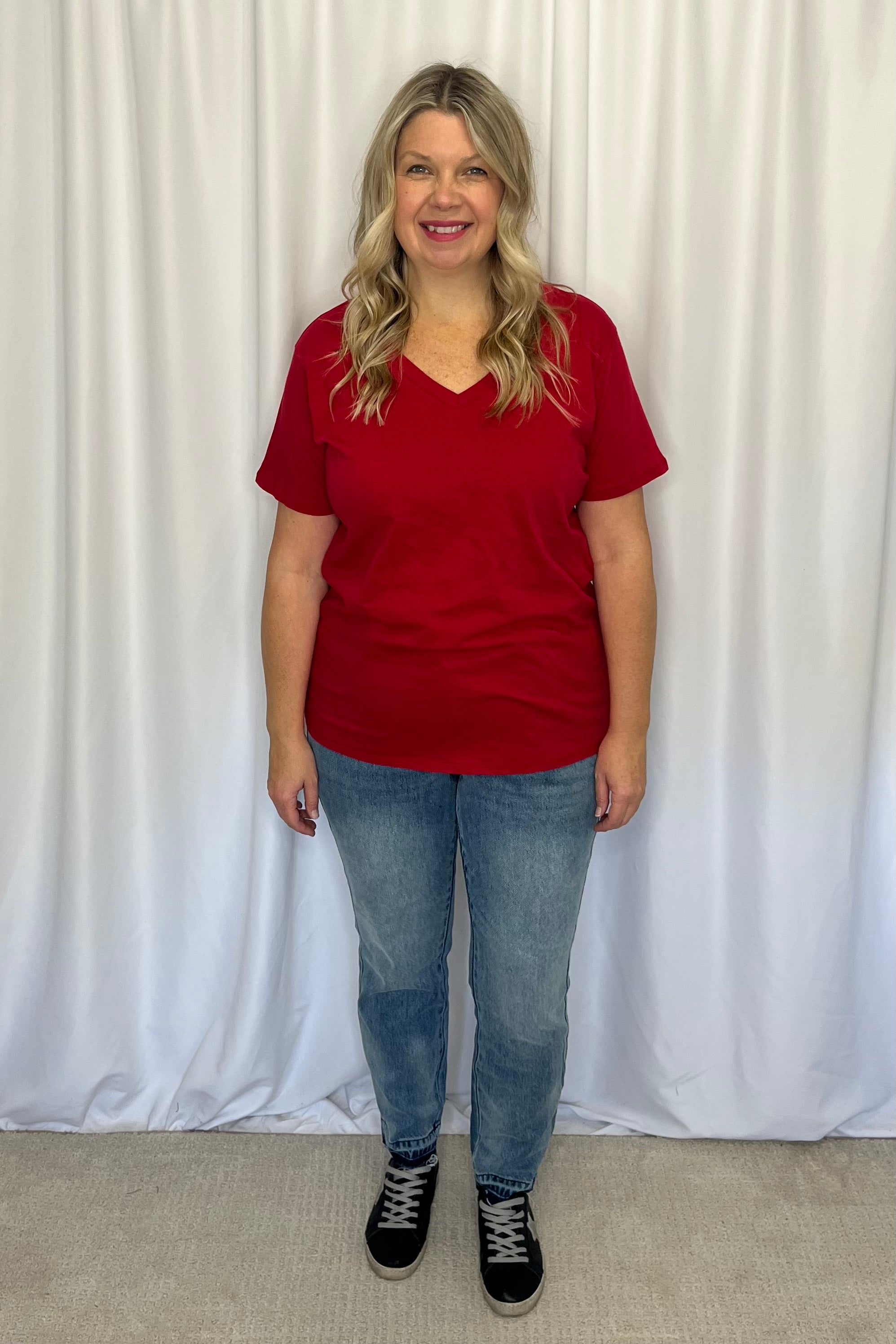 Joanna Boyfriend Tee - Red