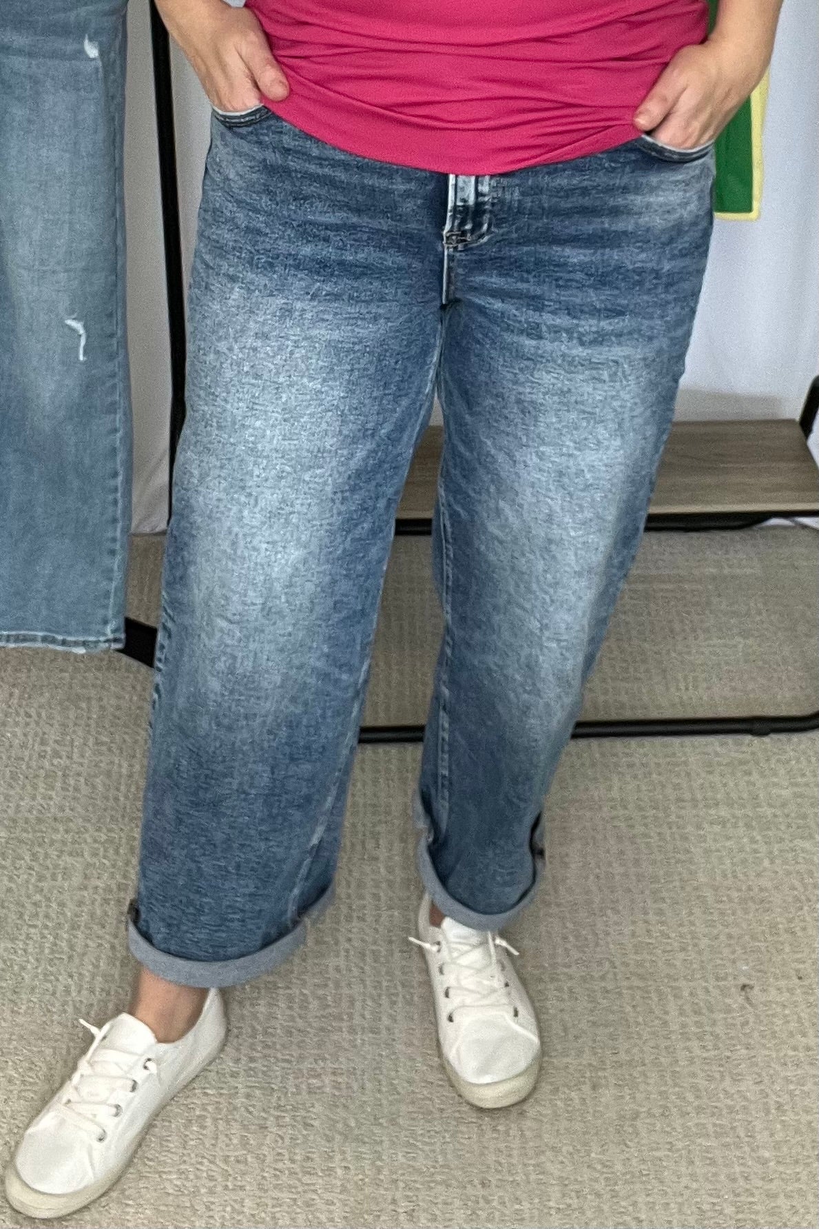 Risen “Camden” High Rise Boyfriend Denim - Mid Wash