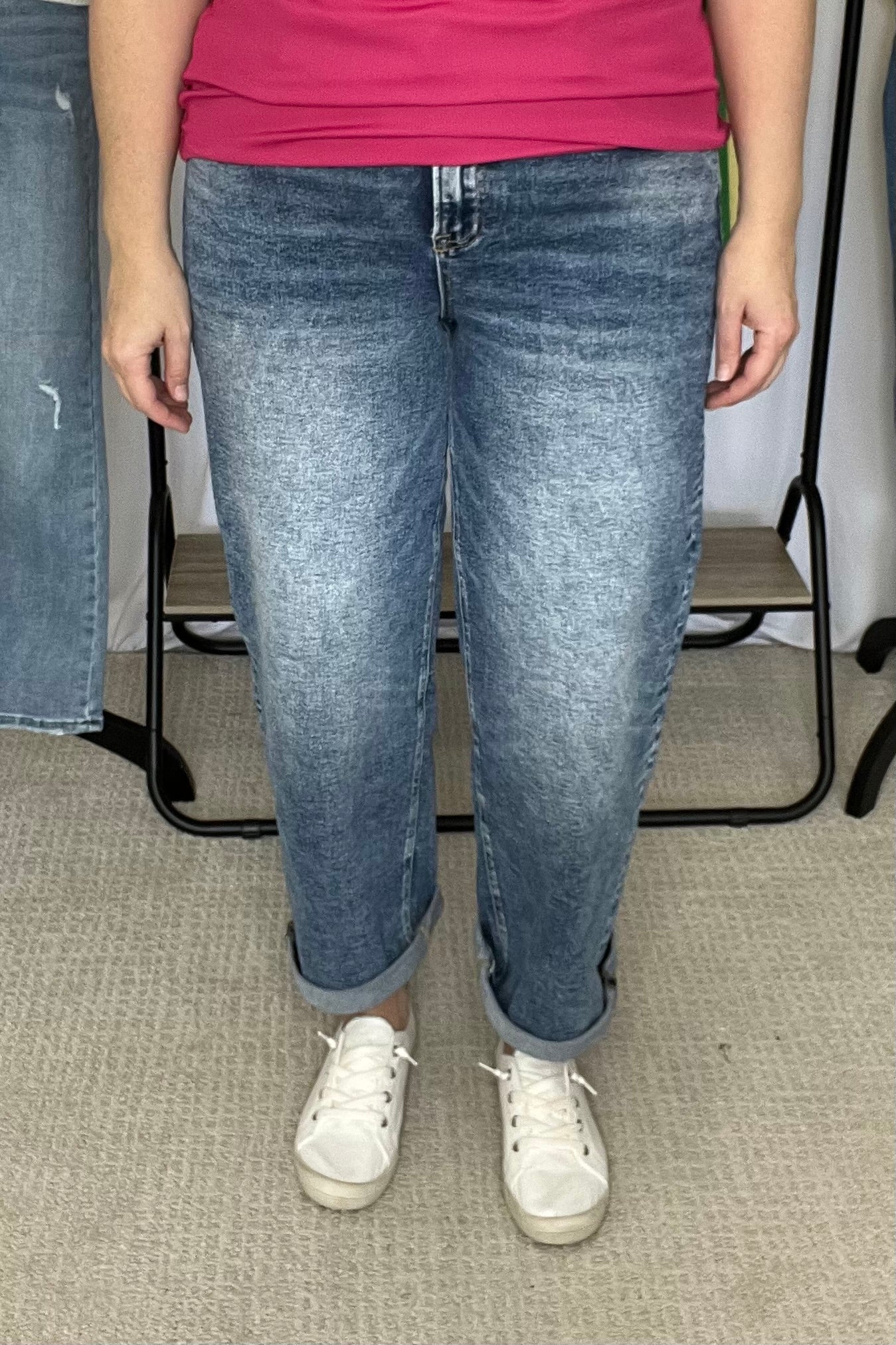 Risen “Camden” High Rise Boyfriend Denim - Mid Wash