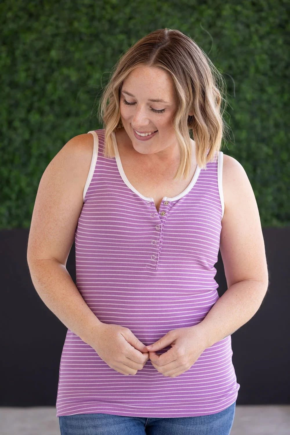 Michelle Mae Shiloh Button Snap Tank - Purple