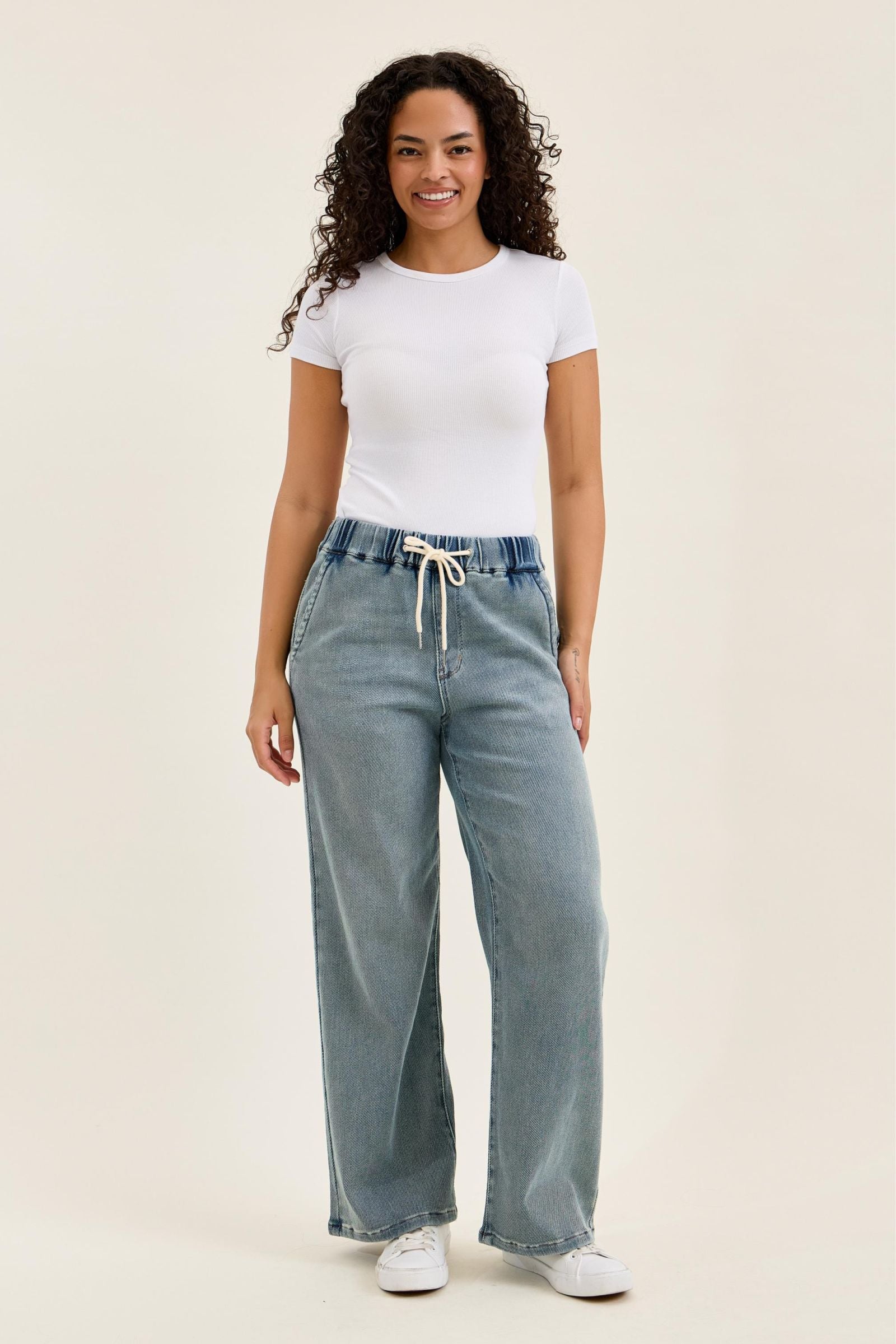 Judy Blue WILHELMINA High Rise Denim - Mid Aged Stone Blue (Knit Indigo)