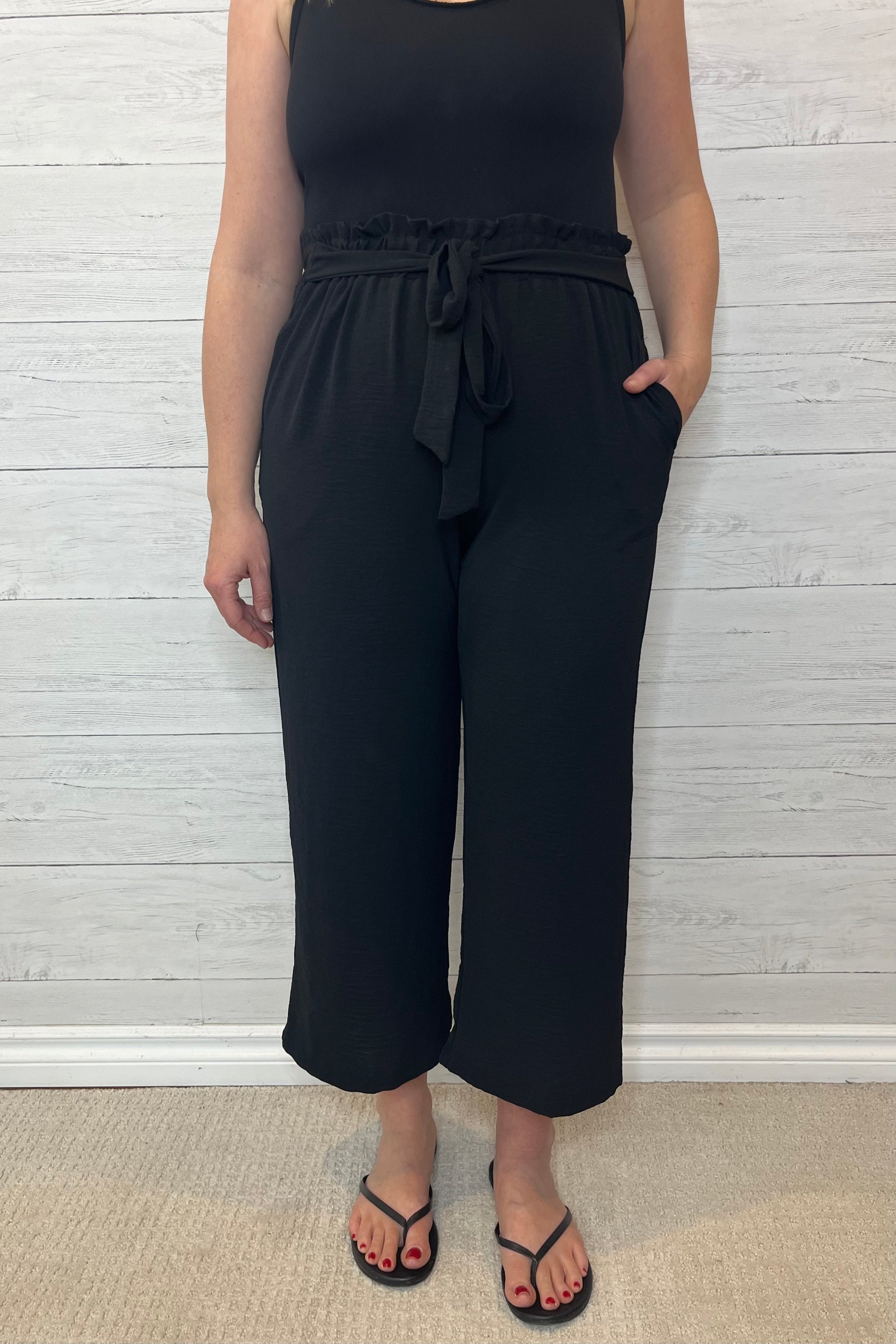Hattie Paperbag Culottes with Pockets - Black