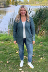 Olivia Waffle Knit Cardigan with Pockets - Smoky Teal