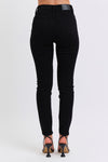 Judy Blue &quot;Lilith&quot; High Rise Faux Leather &amp; Denim Skinny Jeans - Jet Black