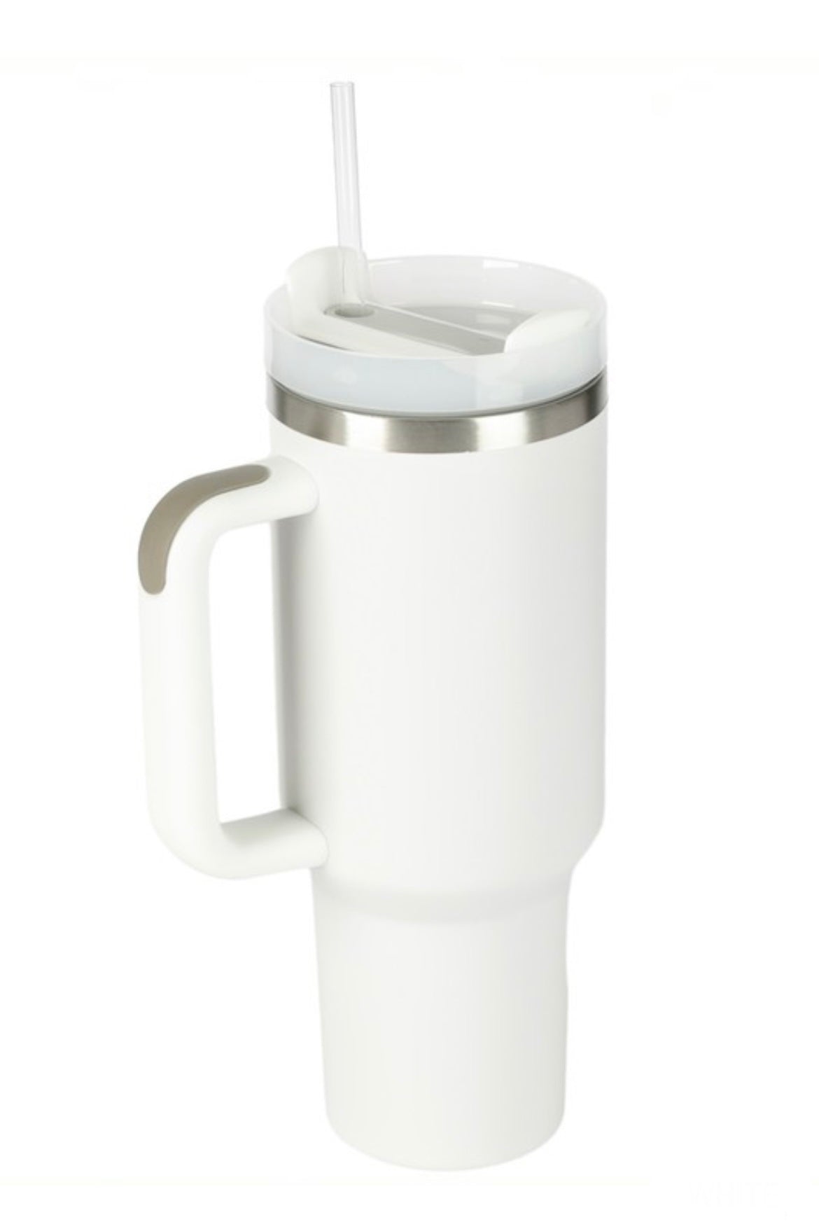 40oz Tumbler with Handle and Straw - White