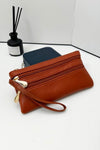 Vegan Leather Wristlet Clutch - Camel