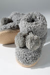 Cozy Bootie Slippers with Pom Accent - Grey