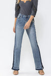 Judy Blue &quot;Monroe&quot; High Rise Side Seam Straight Leg Denim - Mid Wash