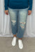 Judy Blue "Blake" Mid Rise Distressed Straight Crop Denim - Light Wash