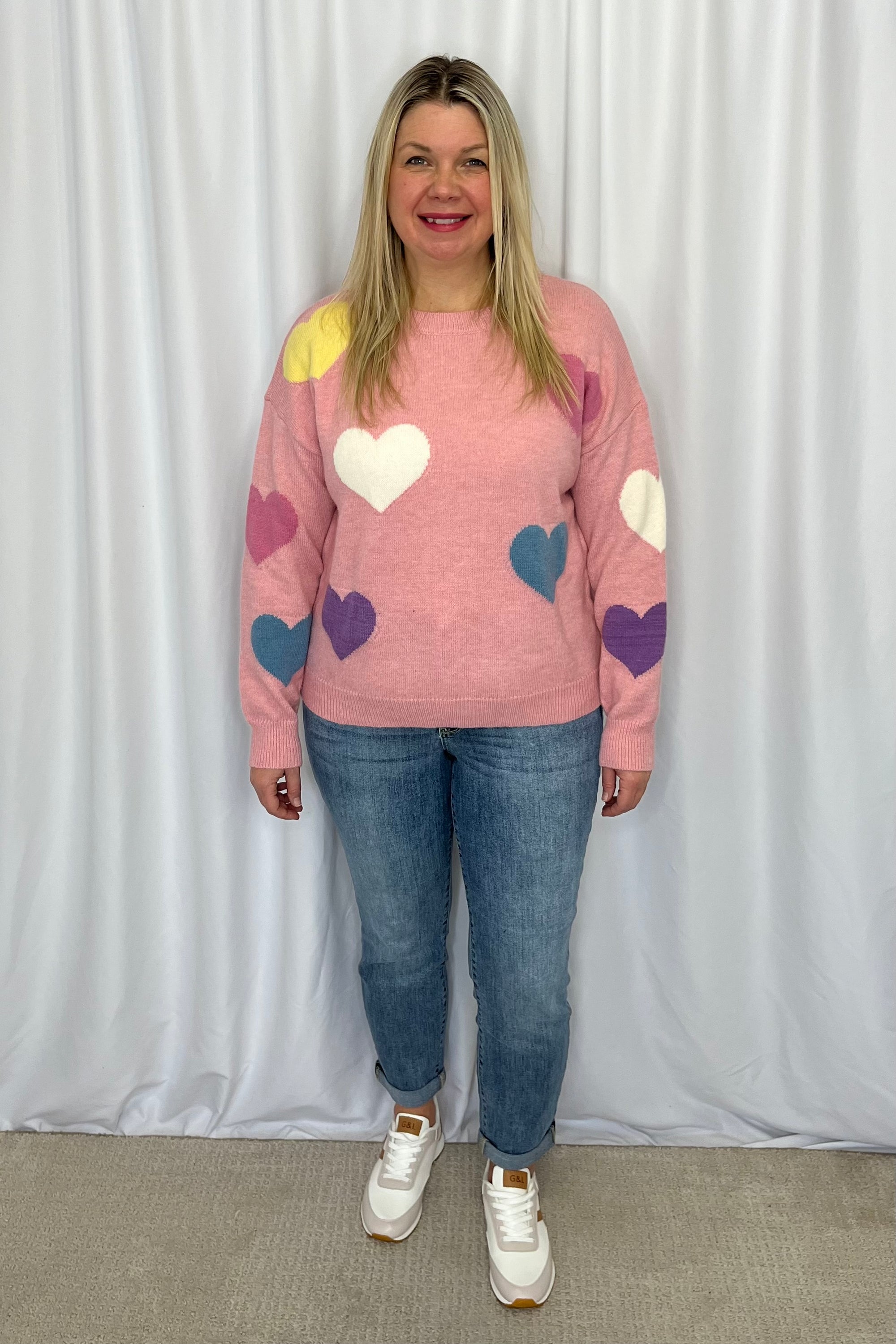 Annie Heart Sweater - Pink