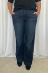 Judy Blue &quot;Riley&quot; High Rise Double Button Wide Leg Denim - Dark Wash