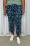 Judy Blue &quot;Aster&quot; Flower Print High Rise Crop Wide Leg - Mid Wash