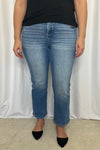 Risen &quot;Ashton&quot; High Rise Tummy Control Ankle Straight Leg Denim - Light Mid Wash