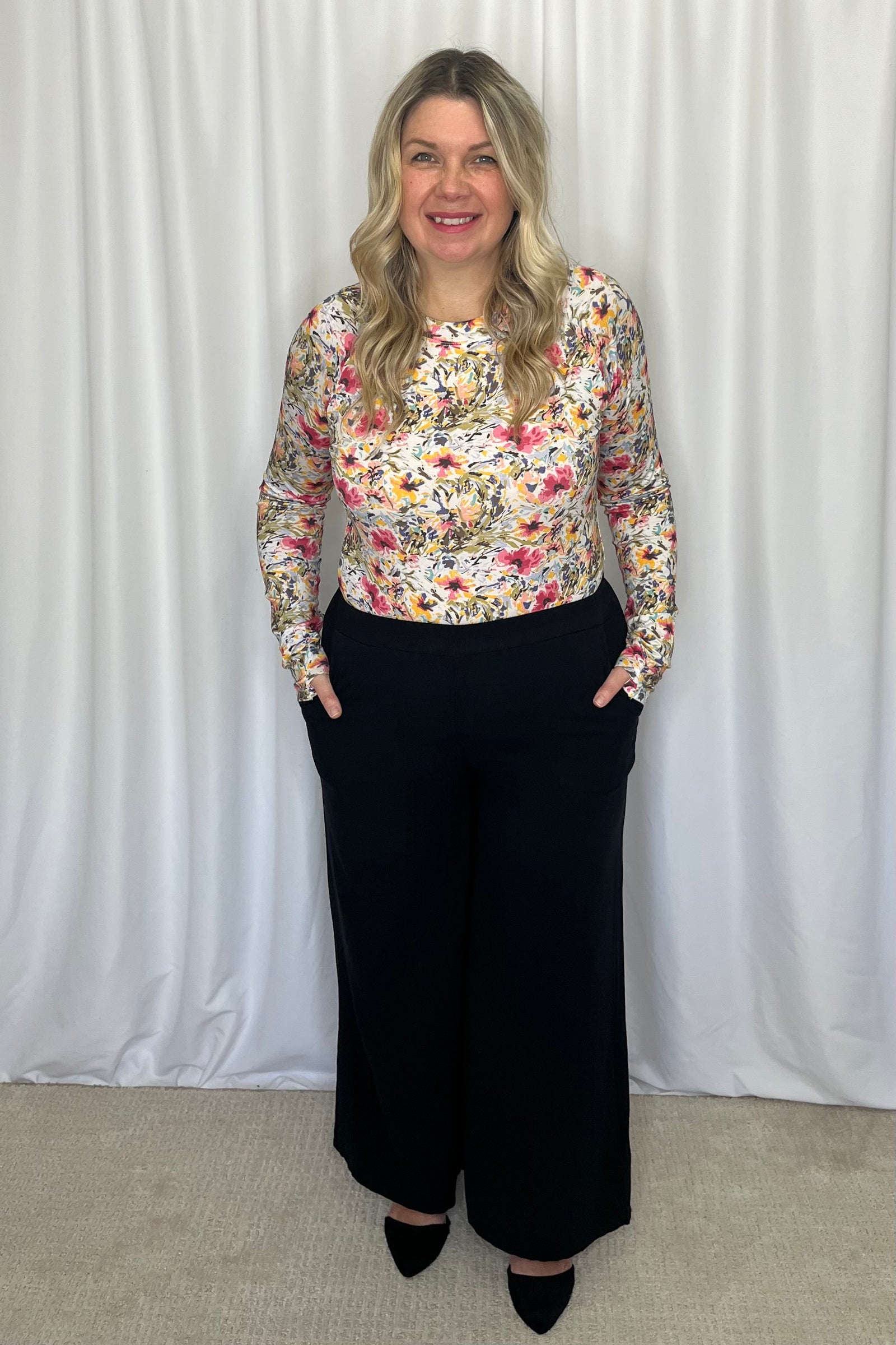 Cindy Wide Leg Pants - Black