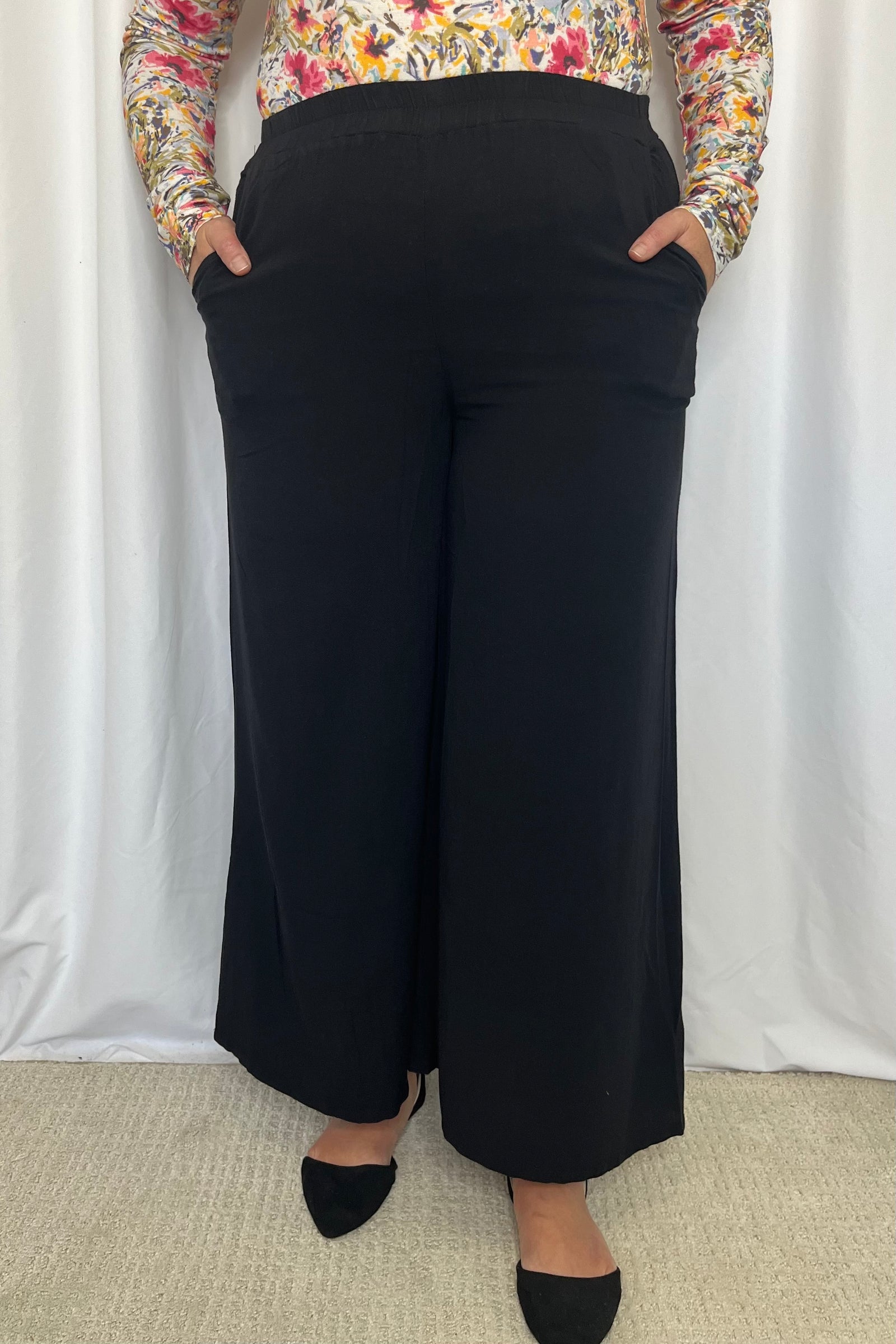 Cindy Wide Leg Pants - Black