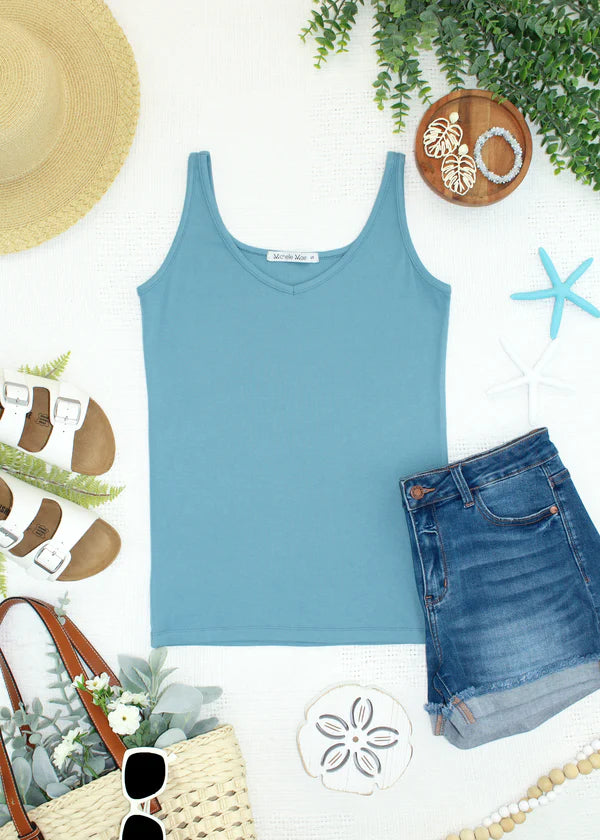 ***PRE-ORDER*** Michelle Mae Kennedy Tank - Dusty Blue