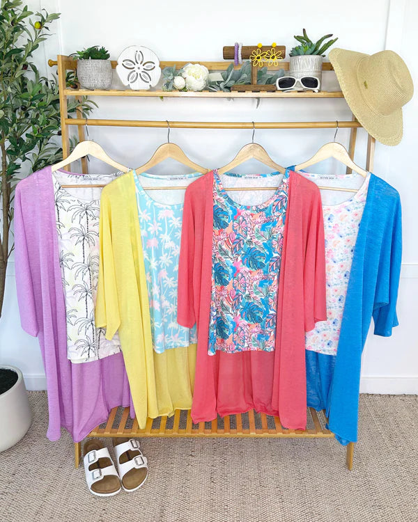 ***PRE-ORDER*** Michelle Mae Ellie Cover-Up Kimono - Sunkissed Coral