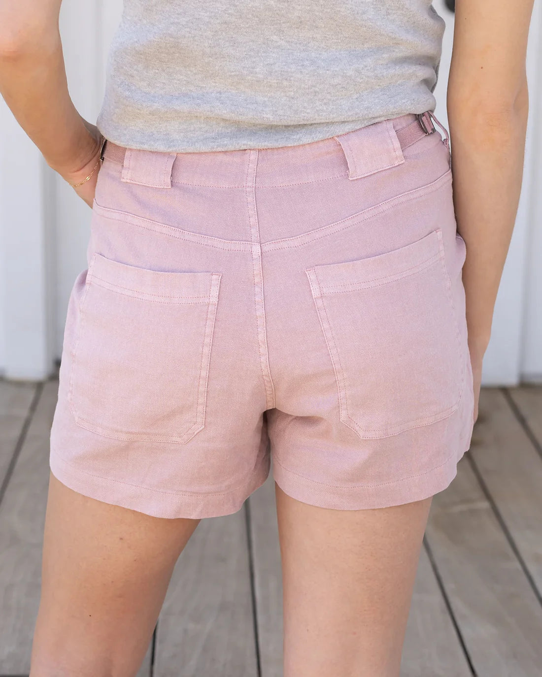 Grace and Lace Linen Shorts - Blush