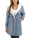 Grace and Lace Longline Hooded Puffer Jacket - Silver Mist