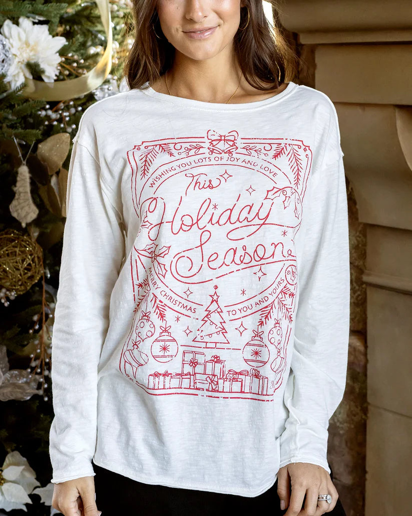 ***PRE-ORDER*** Grace and Lace Long Sleeve Slub Graphic Tee - Holiday Greeting Card