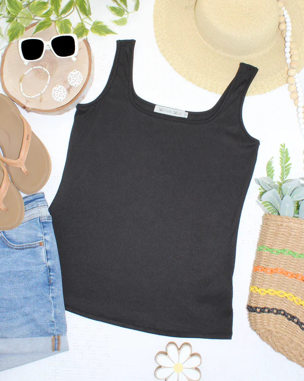 Michelle Mae "Rachel" Ribbed Tank - Black