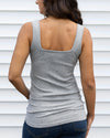 Grace and Lace Micro Ribbed Square Neck Perfect Fit Tank - Heathered Grey