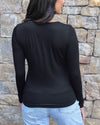 Grace and Lace Modal V-Neck Long Sleeve Tee - Black