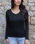 Grace and Lace Modal V-Neck Long Sleeve Tee - Black