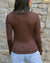 Modal V-Neck Long Sleeve Tee - Brown