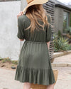 Modal Waist Tie Dress - Olive