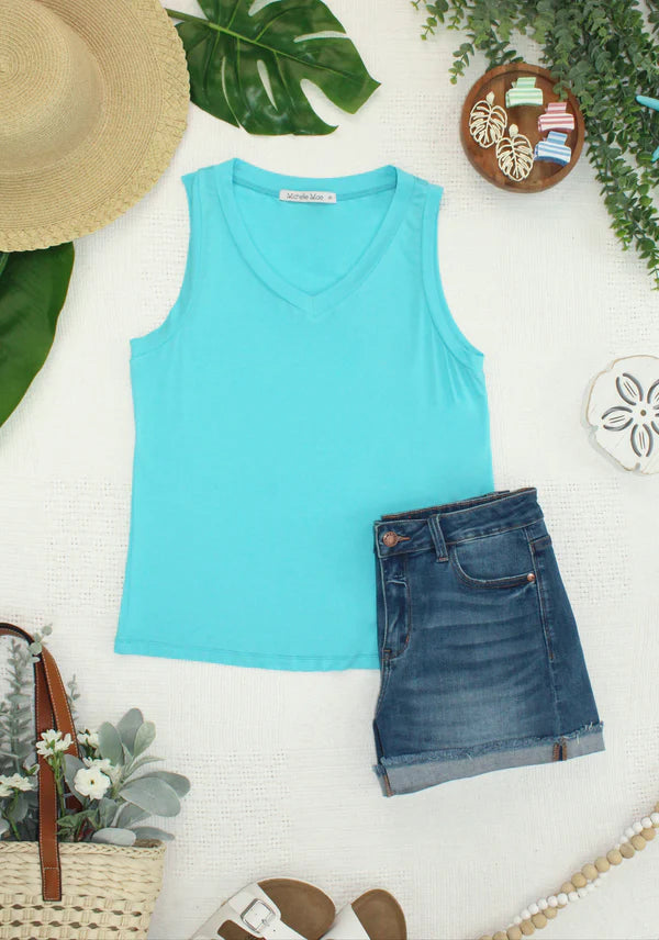 ***PRE-ORDER*** Michelle Mae Noelle Tank - Aqua