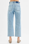Risen &quot;Cooper&quot; Crop Length Gentle Barrel Jeans with Adjustable Waist - Light Wash
