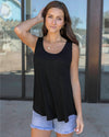 Grace and Lace Perfect Pocket Scoop Neck Tank - Black