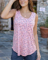 Grace and Lace Perfect Pocket Scoop Neck Tank - Pink Mini Floral