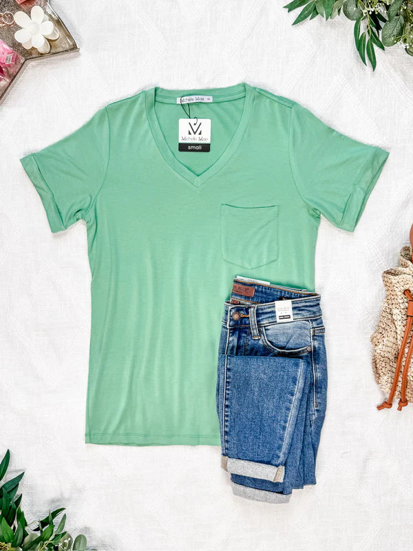 Michelle Mae &quot;Sophie&quot; Pocket Tee - Mint