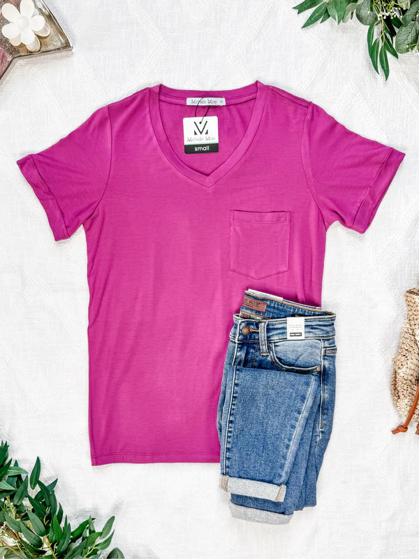 Michelle Mae &quot;Sophie&quot; Pocket Tee - Magenta