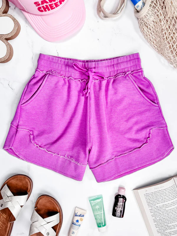 Michelle Mae French Terry Stevie Shorts - Vivid Orchid