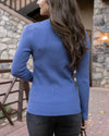 Grace and Lace Ribbed Henley Sweater - English Blue