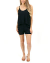 Grace and Lace Ribbed Tiered Romper - Black