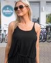 Grace and Lace Ribbed Tiered Romper - Black