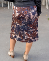 Grace &amp; Lace Satin Midi Floral Skirt - Moody Floral