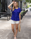 Grace and Lace Shirred Smocked Top - Blue Violet